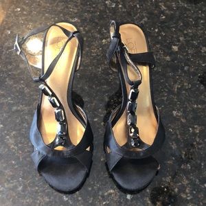 Ann Taylor Loft black satin dress shoes